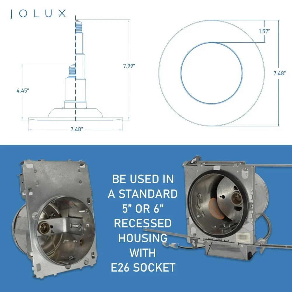 Jolux 4-Pack 5/6 Inch LED Recessed Lighting Retrofit Can Lights 12W 800LM 2700K
